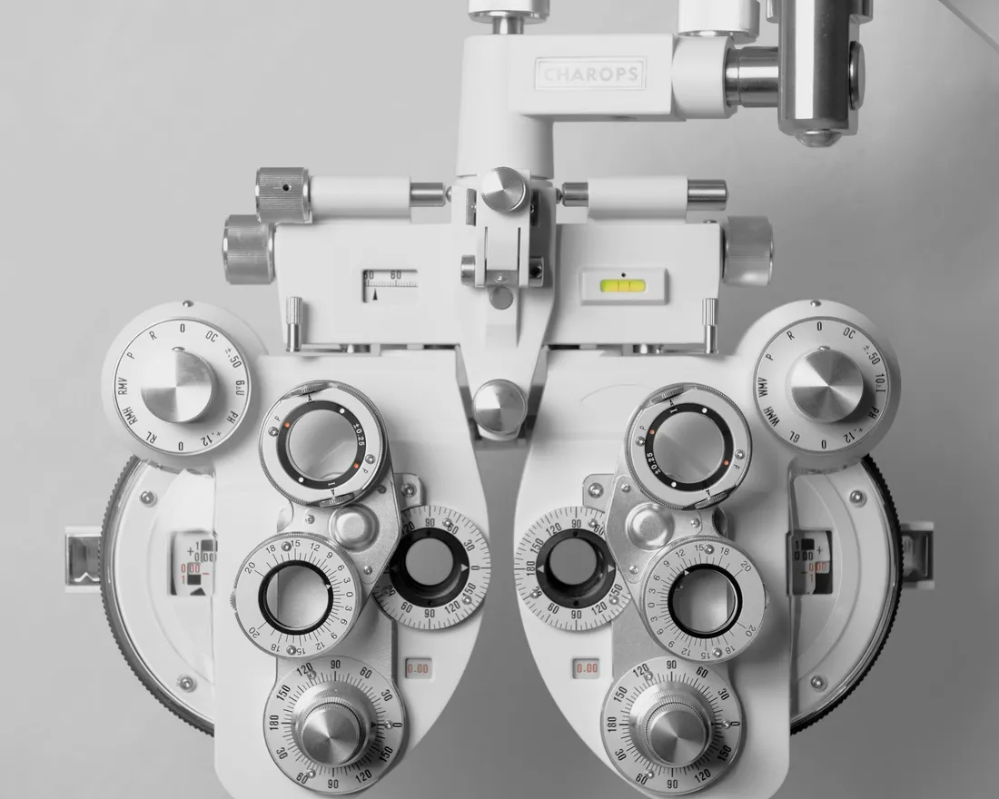 A patient receiving a comprehensive integrative eye examination